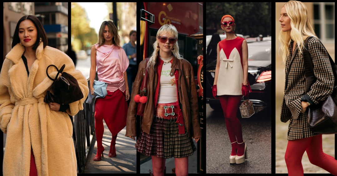 как стилизовать красные колготки