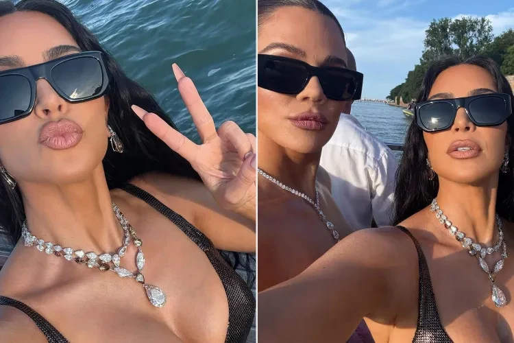 Рассмотрим поближе 106-каратное ожерелье Ким Кардашьян со свадьбы Джеффа Безоса и Лорен Санчес 