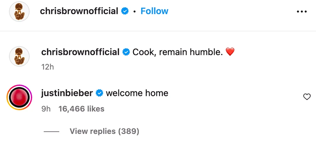 Вот как Джастин Бибер отреагировал на то, что Криса Брауна отпустили под залог после ареста  